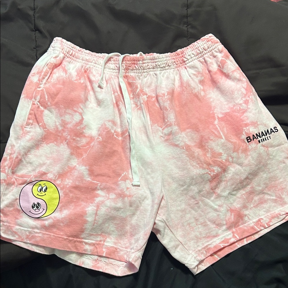 Bananas Monkey Pink Tie-Dye Shorts